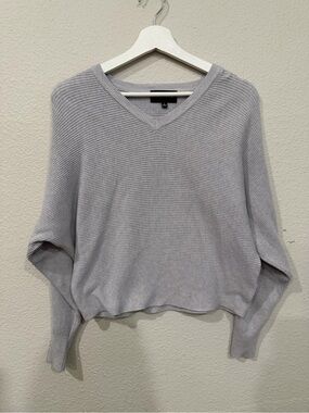 Premise Gray Ribbed Knit Dolman Sleeve Sweater Size Large